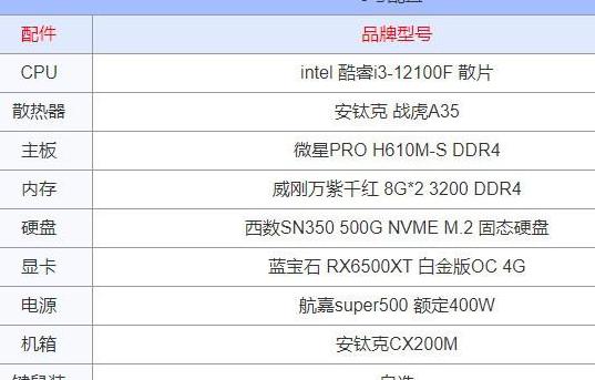 家用电脑配置推荐2024